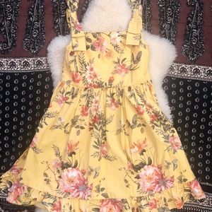 Girls Baby Edgehill Collection Yellow Floral Print Summer Dress; Size 5